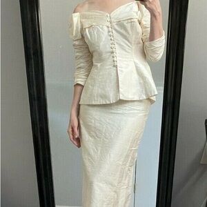 Vintage Two-Piece WATTERS & WATTERS Silk Wedding Dress